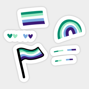 gay men flag rainbow hearts mlm Sticker